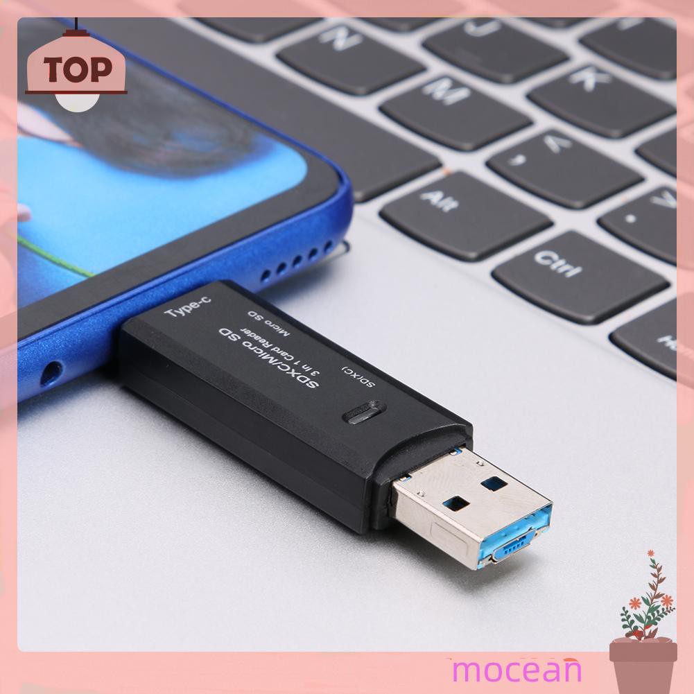 Mocean 3 in 1 OTG Memory Card Reader USB Type-C High-speed USB 3.0 for TF/Mirco SD