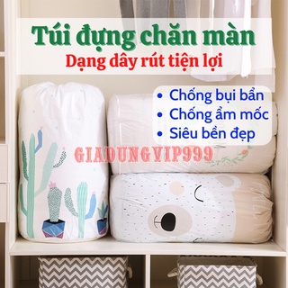 Túi vải đựng quần áo chăn màn chống thấm nước có dây rút hình trụ đa năng giá rẻ bền đẹp