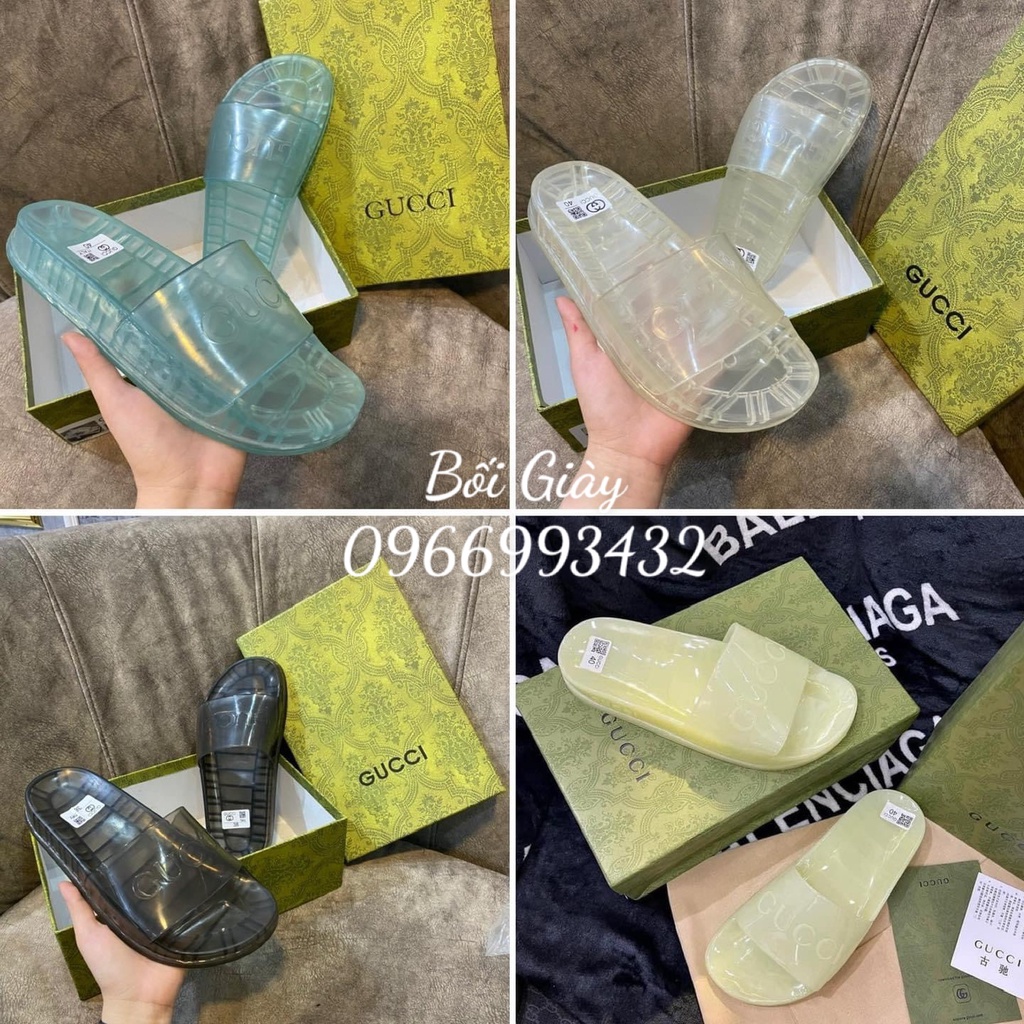 (Fullbox) Dép Gucci trong suốt cao cấp , dép lê quai ngang GC nhựa dẻo đủ size hot 2022