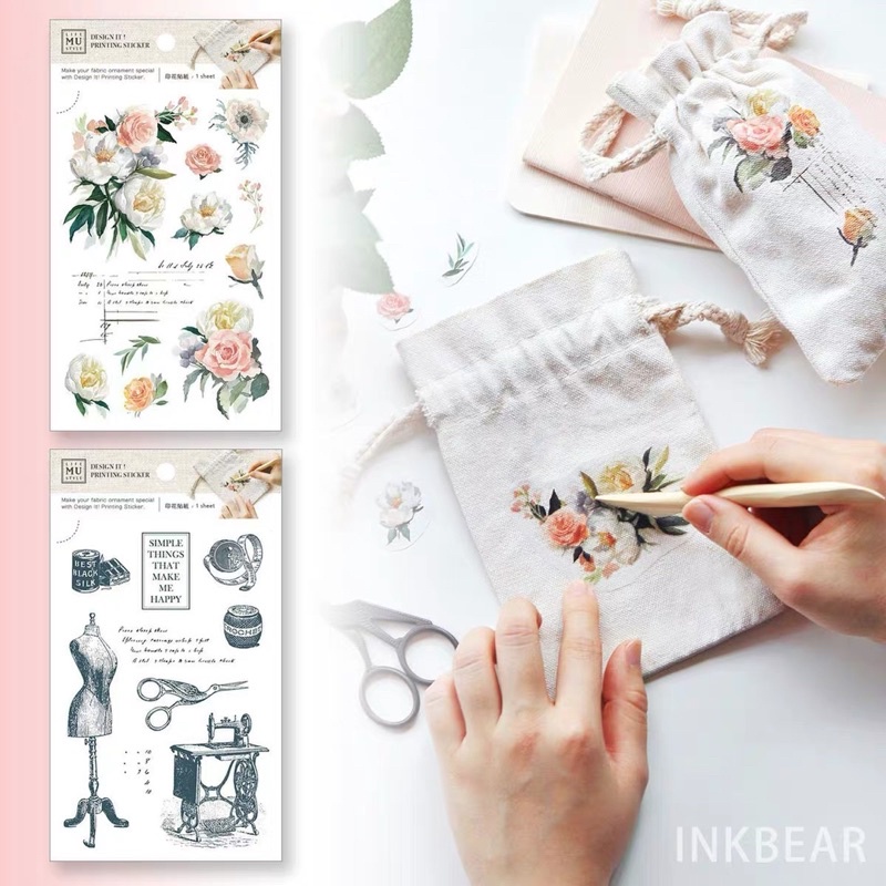 Set 2 miếng stickers dạng hình xăm có thể dán lên vải canvas DIY