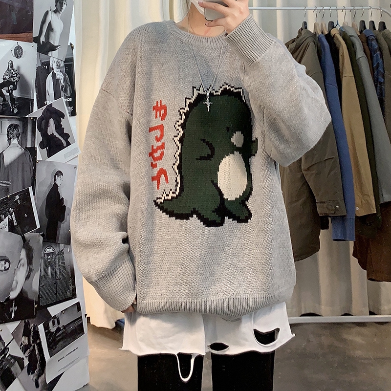 Áo gió sweater lười dáng rộng họa tiết hoạt hình thời trang Hàn Quốc cá tính dành cho nam