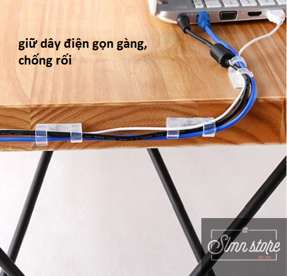 Nẹp dây điện dán tường treo giữ cố định dây sạc, cáp sạc thông minh, bộ kẹp đi dây điện 20 cái có kèm keo dán. SD1_NepDD