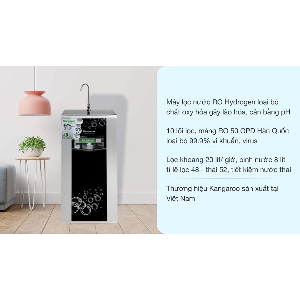 Máy lọc nước Kangaroo KG10G5VTU R.O Hydrogen 10 lõi- Điện máy Sunmy - Bảo hành chính hãng