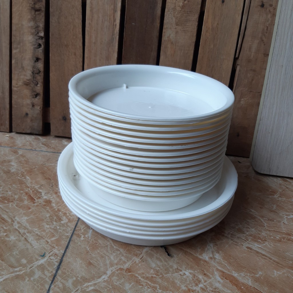 combo 15 đĩa lót chậu nhựa tròn trồng cây D20 đường kính 19cm , 5 đĩa lót chậu nhựa d23