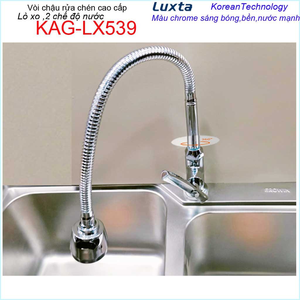 Vòi chậu rửa chén bát lạnh Luxta KAG-LX539, Vòi chậu lạnh lò xo ống mềm nước mạnh sử dụng tốt