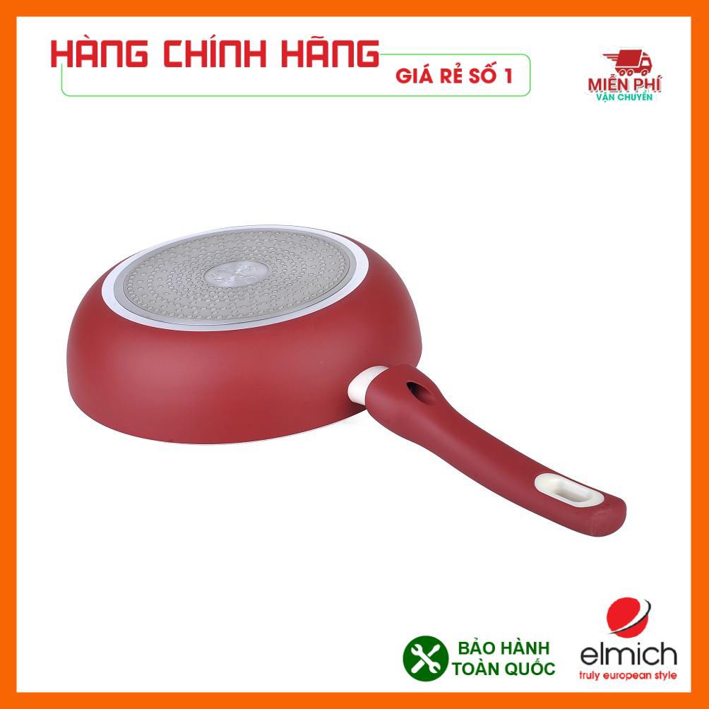 Chảo chống dính Elmich 28cm, chảo chống dính sâu lòng màu đỏ Elmich, dùng cho mọi loại bếp.