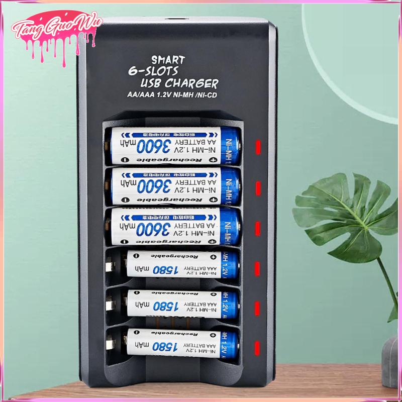 Bộ Sạc Pin AA / AAA 6 Ngăn Tự Động Bảo Vệ Cho Pin LI-Ion