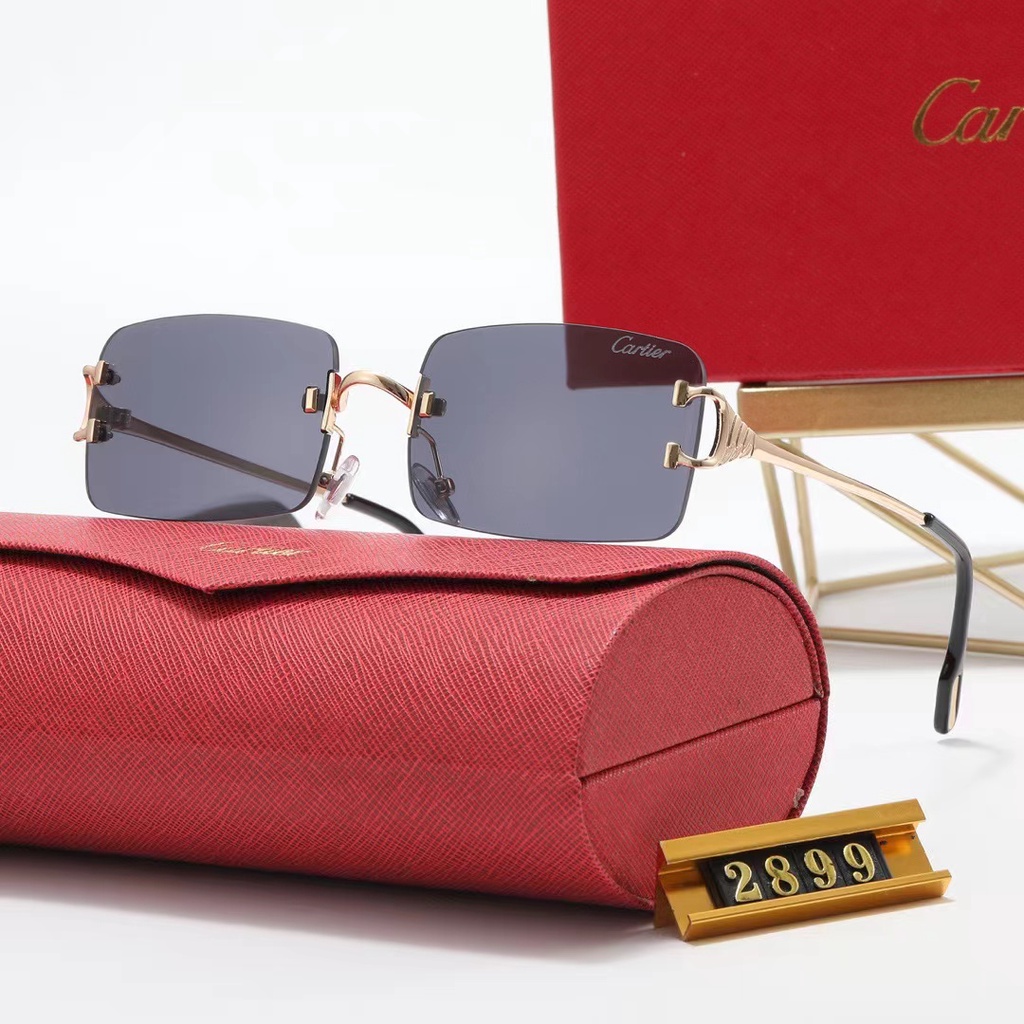 CARTIER Kính Mát Hình Chữ Nhật Không Gọng Chống Tia UV400 Thời Trang Dành Cho Nam Và Nữ