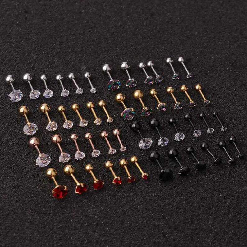 Tona Khuyên Tai Đính Đá zircon Bằng Thép Không Gỉ