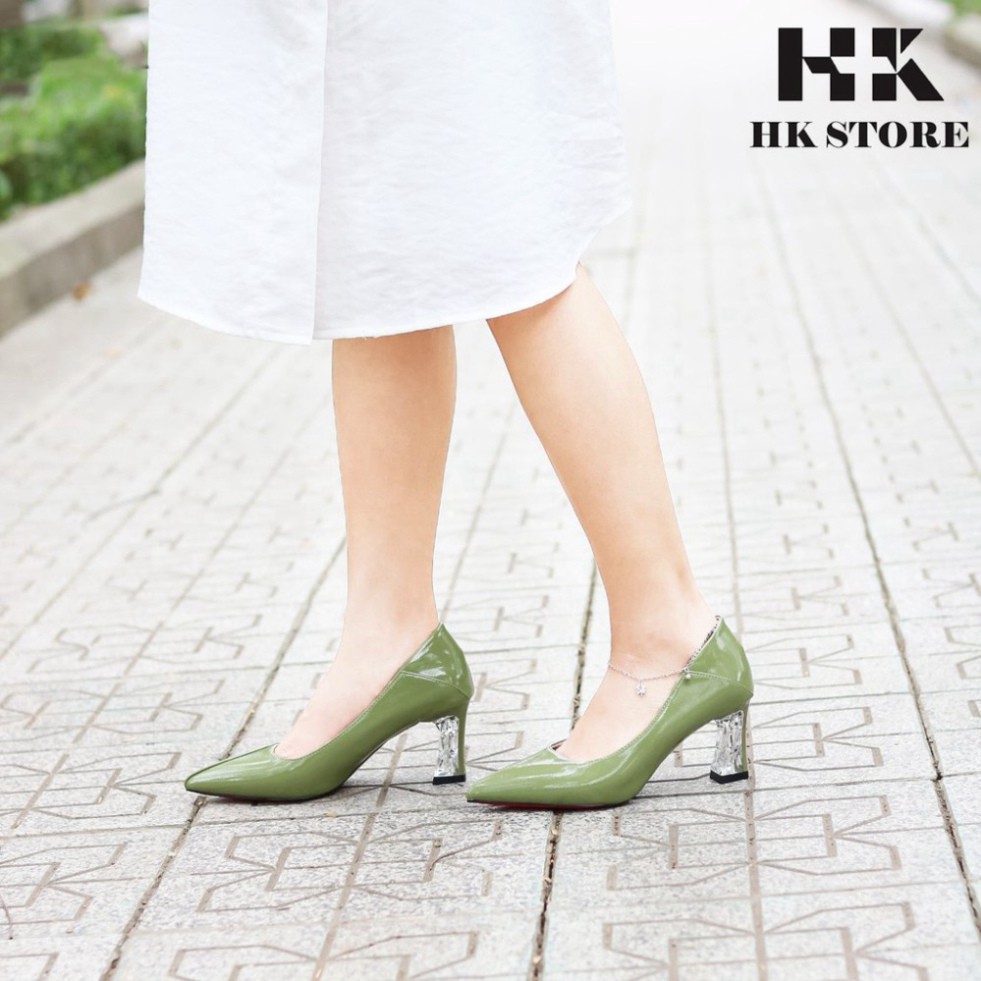 Giày công sở nữ 🧡 HK.STORE 🧡 da bóng mềm chân kết hợp gót trụ 7 phân trong lấp lánh hàng cao cấp cực sang.