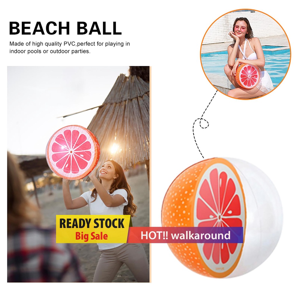 walkaround Beach Ball - 12 inch Vacation Pool Party Favors Water Toy Beach Ball Game
