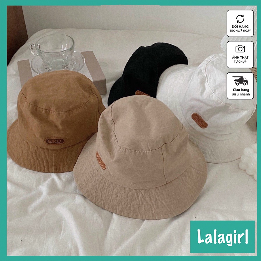 Mũ Bucket Vành Cụp, Nón Tai Bèo Thêu EKO Chất Kaki Thô Cao Cấp