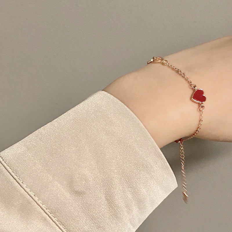 Vòng đeo tay hợp kim mặt hình trái tim xinh xắn 3 màu tùy chọn cho nữ