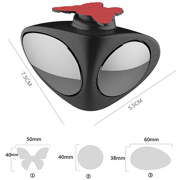 Gương Cầu Lồi 2 Mặt Xóa Điểm Mù - Gương Chiếu Hậu Xoay 360 Độ Có Thể Điều Chỉnh Dán lên Kính Chiếu Hậu