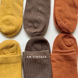 Vớ Gân Tăm Cổ Cao 5 Màu Basic Vintage