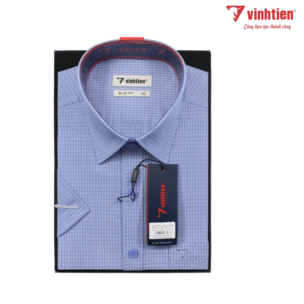 Áo Sơ Mi Ngắn Tay Bamboo Dáng Slimfit Vĩnh Tiến G268