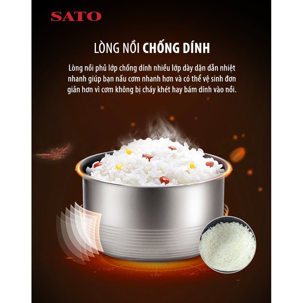 [Mã ELHADEV giảm 4% đơn 300K] NỒI CƠM ĐIỆN SATO 3L-NỒI CƠM ĐIỆN SATO 30S-022 3.0L