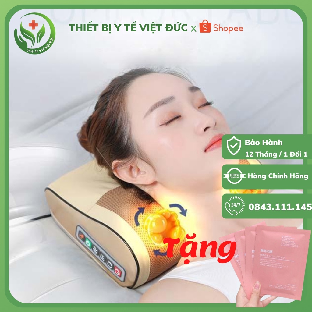 Gối Massage Hồng Ngoại 16 Bi Trị Liệu Nhật Bản, Mát Xa Cổ, Lưng, Vai Gáy