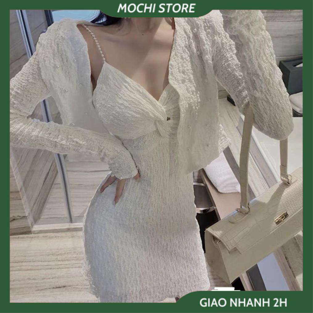 Set Váy Nữ, Set 2 Món Đầm 2 Dây Xoắn Ngực Kèm Áo Khoát Cadigan Chất Thun Xốp Cao Cấp Thời Trang Cho Bạn Nữ, Gợi Cảm Quyế | BigBuy360 - bigbuy360.vn