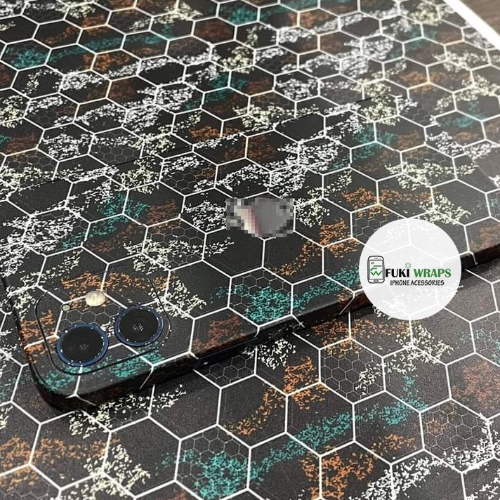 Tấm dán Skin Mặt Sau Hình Lục Giác FULL VIỀN Dành Cho13prm , 12prm , 11prm , x, xs,xsm , ip11 , ip12 , ip13 - FukiShop