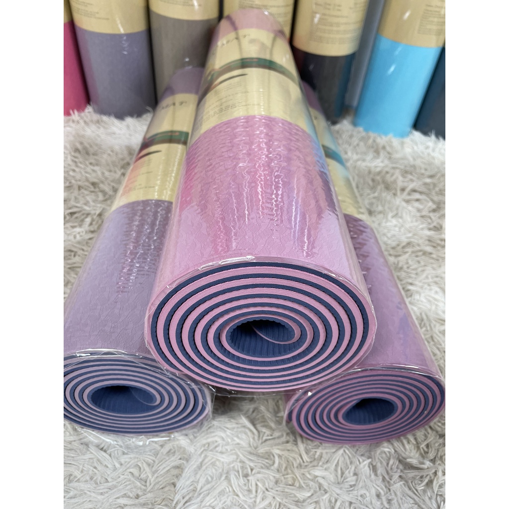 Thảm tập yoga định tuyến TPE chống trượt 6mm 8mm cao cấp tặng kèm túi đựng thảm tập thể dục GYGA