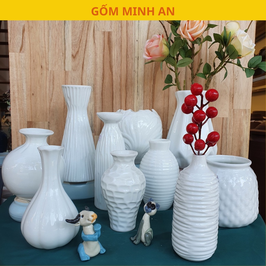 LỌ HOA MINI- mẫu mới - MEN TRẮNG - GỐM SỨ BÁT TRÀNG