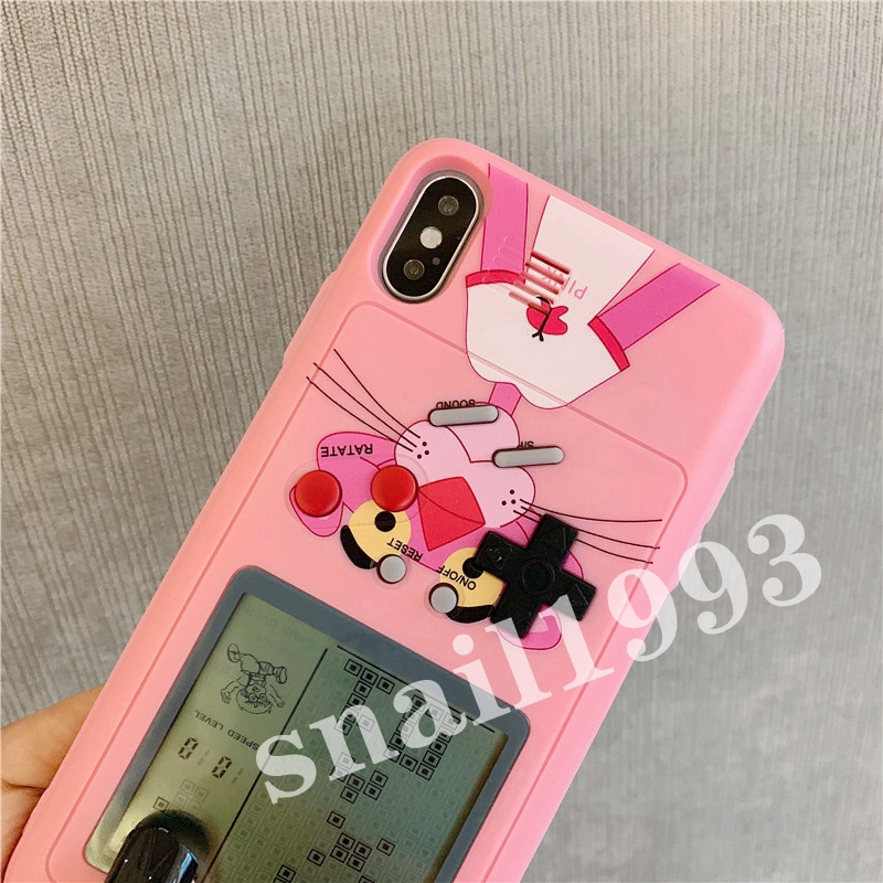 Ốp điện thoại cứng hình máy chơi game in hình Báo Hồng thời trang dành cho iPhone X XS XR XSMax 8 7 6 6s Plus