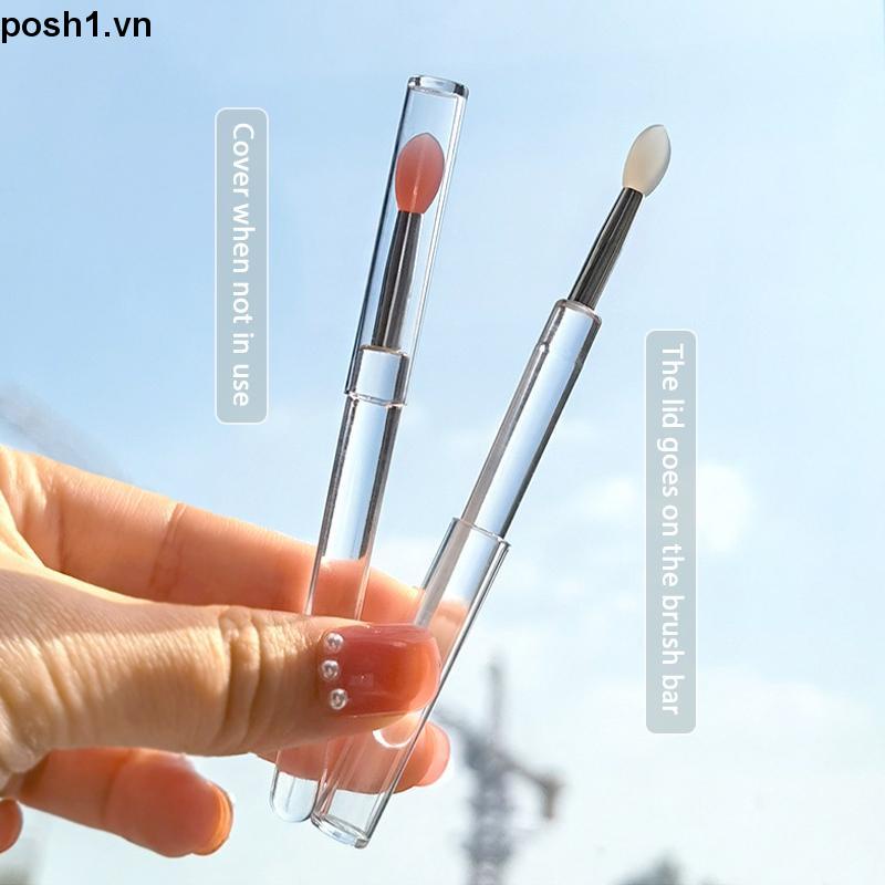 💌Cọ Tô Son Môi Bằng Silicon Trong Suốt Di Động Đính Kim Sa Có Nắp Đậy Tiện Dụng