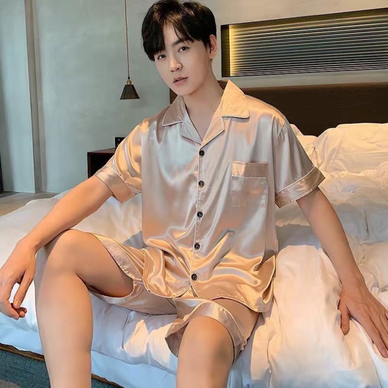 Đồ ngủ lụa băng của nam giới mùa xuân và mùa hè tự trồng trọt cho thanh niên lụa cặp đôi phong cách ở nhà - SIÊU HOT | BigBuy360 - bigbuy360.vn