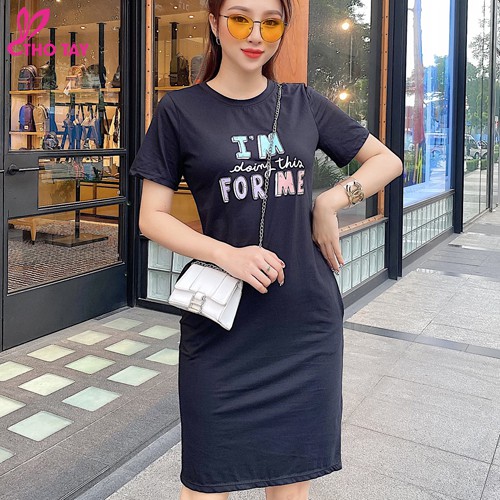 Đầm thun nữ dáng ôm in họa tiết chữ I'M FOR ME - THỎ TÂY | BigBuy360 - bigbuy360.vn