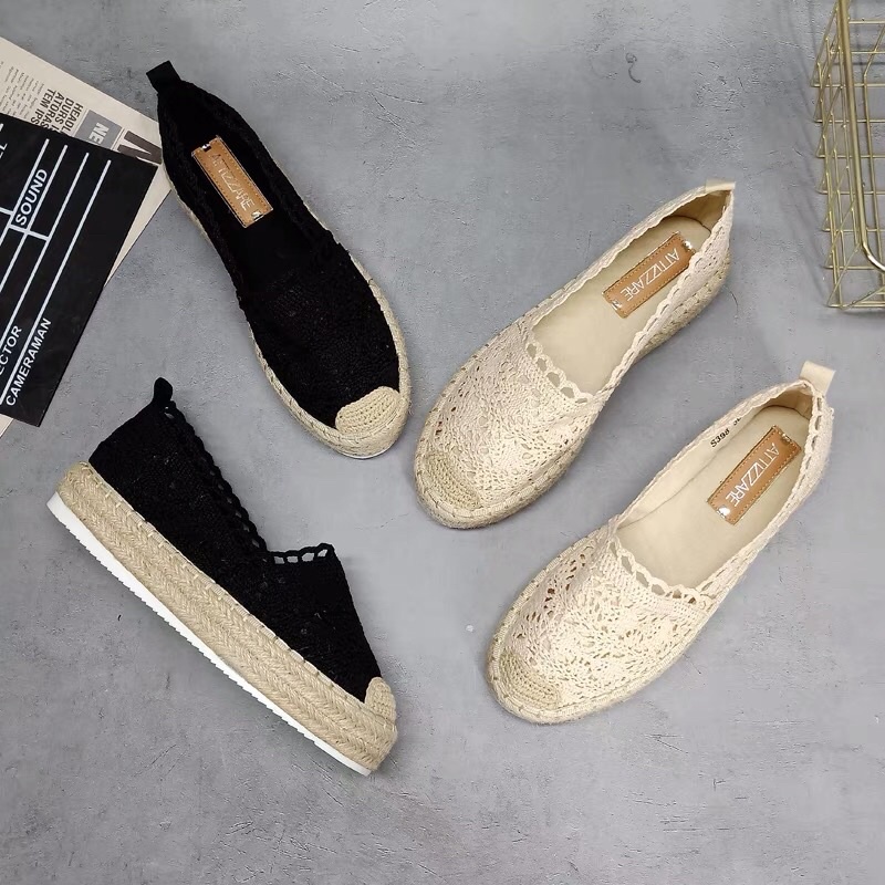 giầy slip on chất liệu ren đế cói . hàng xuất xịn