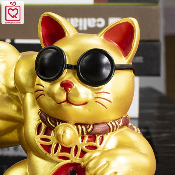 Mèo thần tài vàng tay cơ bắp 23cm Đại Chiêu Tài - Mèo thần tài tay to may mắn