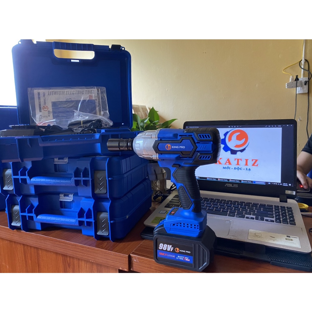 Máy Siết bulong KING PRO 2 pin khủng 15 cell lực 880Nm