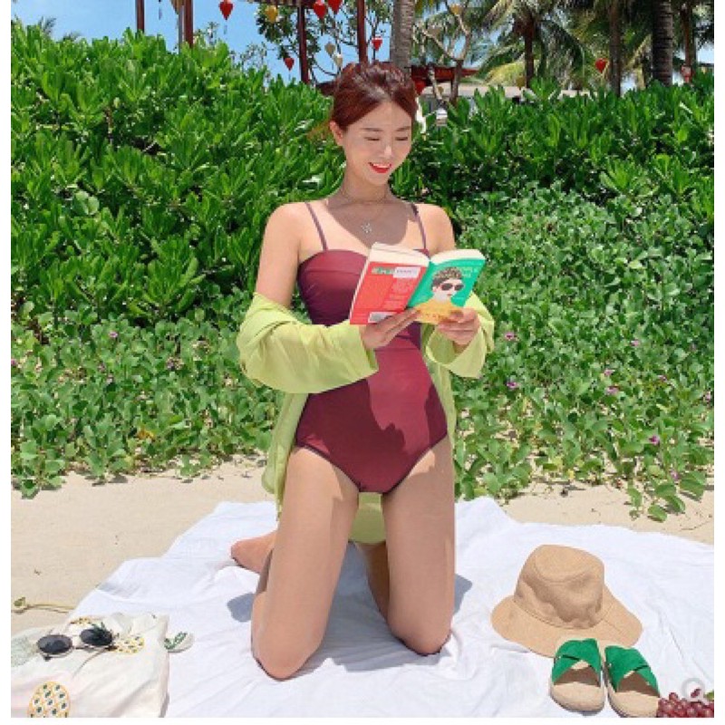 [SIÊU RẺ] M02 Bikini/tankini/bộ bơi đi biển liền 1 mảnh cutout cúp ngực 2 dây ullzang hè 2021