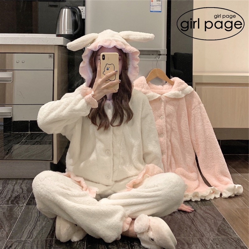 Bộ đồ ngủ lông, Quần bông nỉ giữ nhiệt bo gấu mặc nhà siêu ấm PHỐI VIỀN BÈO dễ thương. MET SHOP | BigBuy360 - bigbuy360.vn