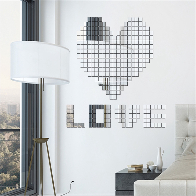 Bộ 10 miếng dán Acrylic hiệu ứng gương dùng cho trang trí nhà ở tiện dụng 2 * 2cm