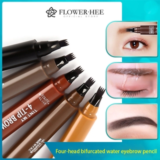 [Hàng mới về] Chì kẻ mày dạng lỏng 5 màu 4D thiết kế 4 ngàm kháng nước và mồ hôi phong cách Hàn Quốc