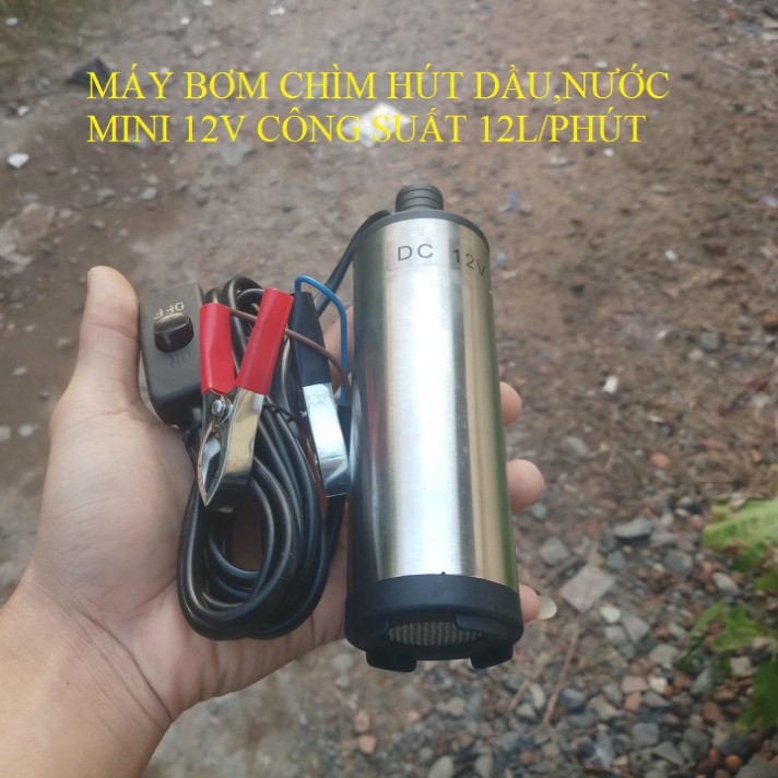 (Thanh Lý) máy bơm chìm hút dầu mini 12V - máy bơm hút dầu ,hút nước mini 12V