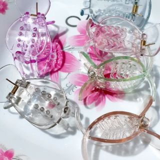 Kẹp tóc 3 răng tròn màu trong (1 cái)
