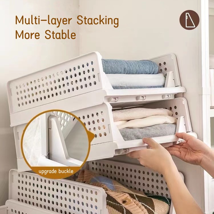 Giỏ Nhựa Đựng Đồ Dạng Kéo Có Thể Xếp Chồng Lên Nhau Tiện Dụng