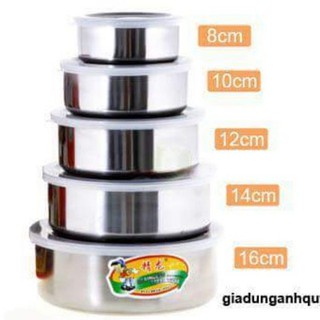 Bộ 5 thố INOX có nắp đậy - bát inox - bát inox có nắp Siêu tiện dụng