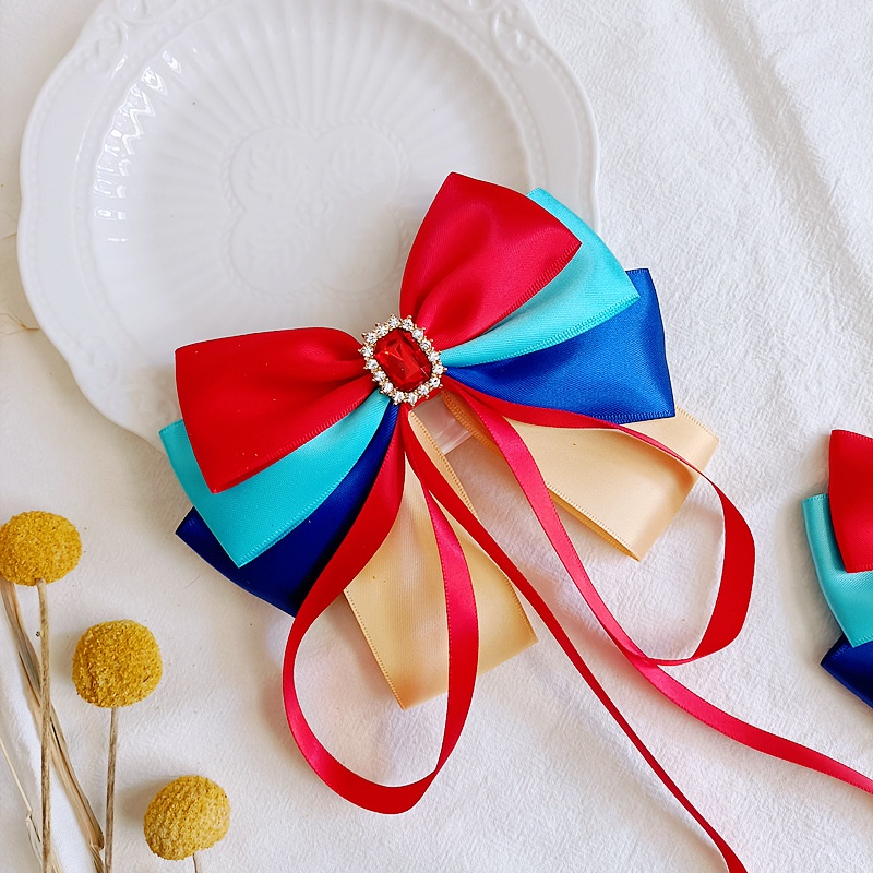 Kẹp Tóc Nơ Ruy Băng Lớn Màu Trắng Phong Cách Công Chúa Bạch Tuyết Mới Cho Bé Gái