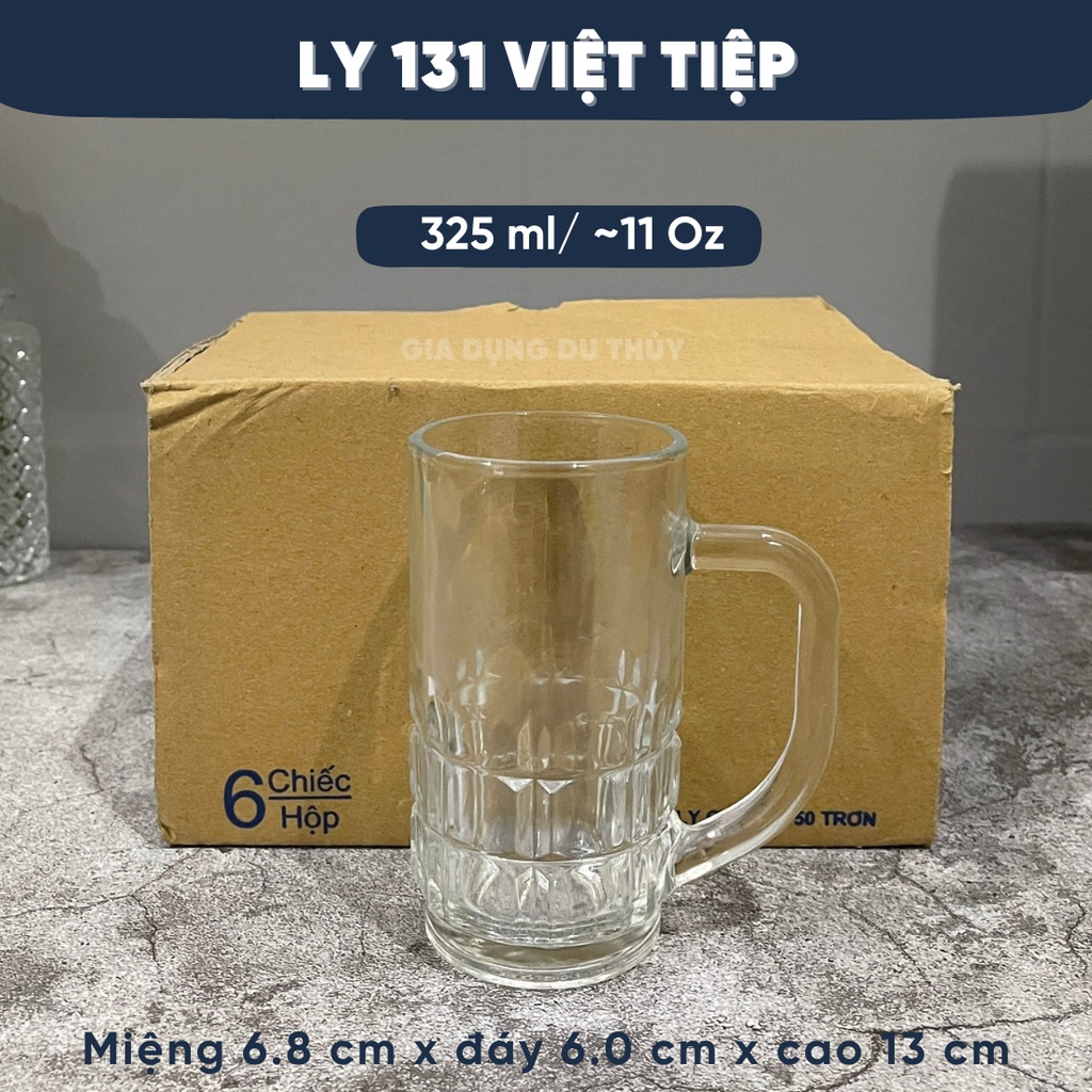 Bộ 6 Ly thủy tinh có quai uống có quai hàng Thái Lan thương hiệu thủy tinh Union Glassware dung tích 400ml