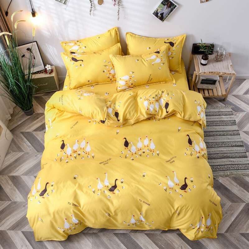 Bộ chăn ga gối phong cách Hàn Quốc Cotton poly - Vịt vàng ( 2 lựa chọn)