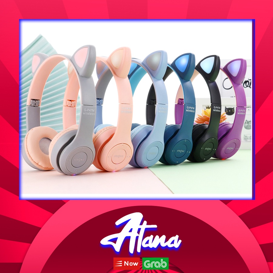 Tai Nghe Mèo Headphone Tai Mèo Cute Bluetooth Không Dây 5.0 P47M Cực Đẹp Bảo Hành 6 Tháng atana_store_phukien