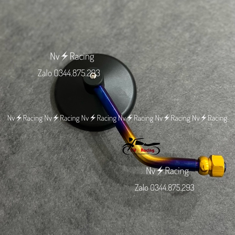 Kính chiếu hậu kiểu tròn nhỏ nhôm đúc chân titan highlight