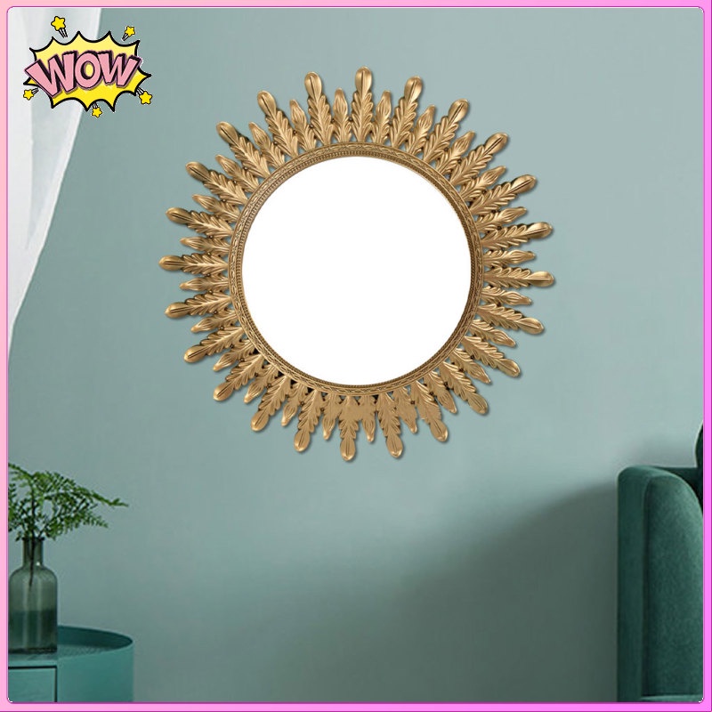 Gương Tròn Khung Vàng Treo Tường Trang Trí Phòng Khách / Phòng Ngủ / Hành Lang