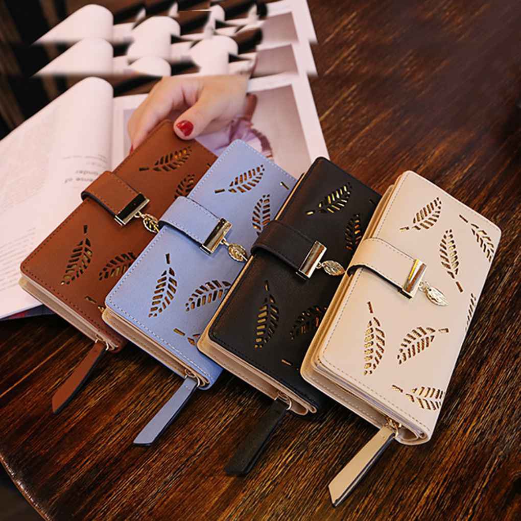 Ví da dài đựng thẻ gập đôi cho nữ túi