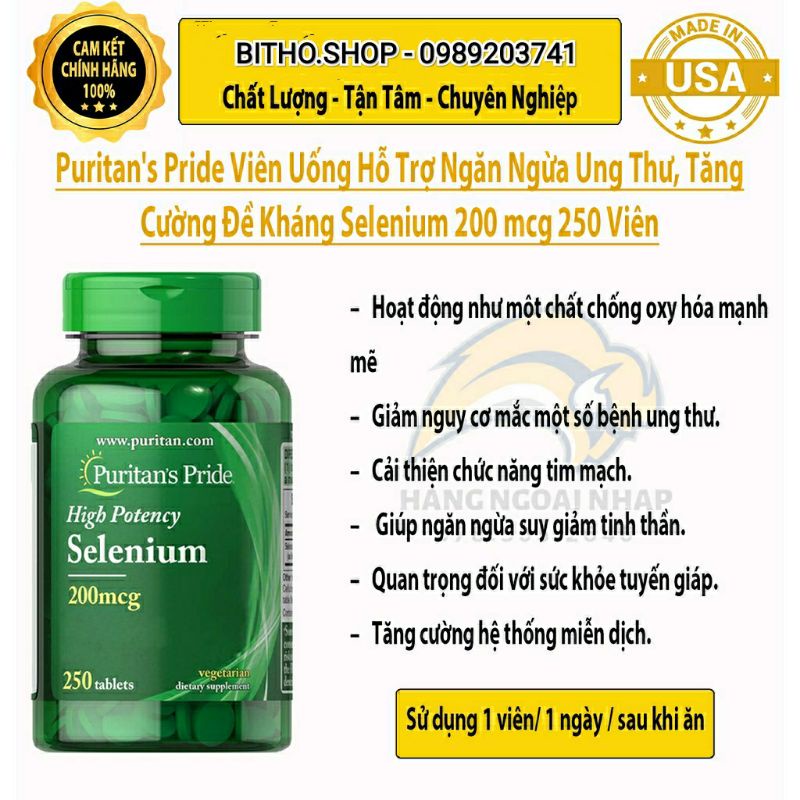 [ 7/2024] Viên uống ngăn ngừa ung thư, tăng sức đề kháng, hỗ trợ tim mạch Absorbable/High Selenium 200mcg