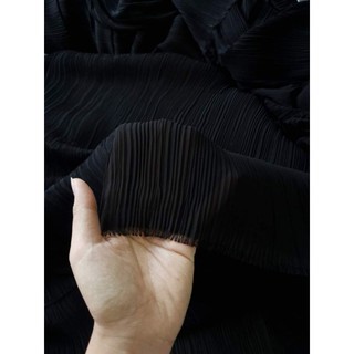 Vải csr chiffon dập ly đen
